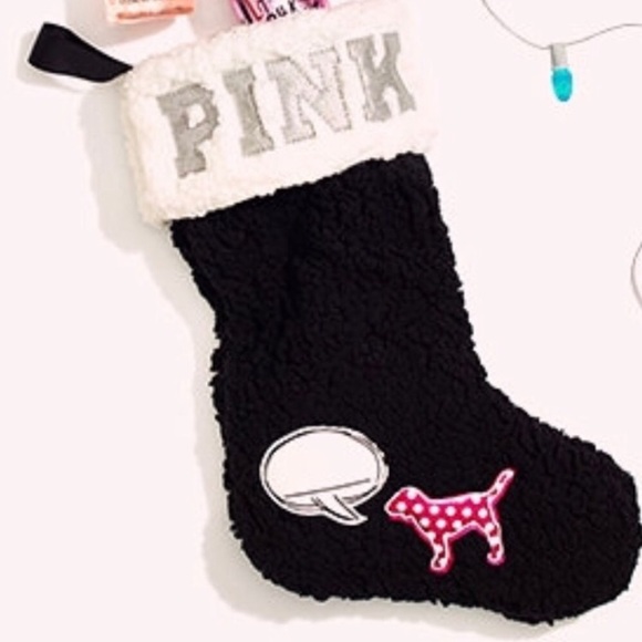 PINK Victoria's Secret Accessories - 💕VS PINK DOG SHERPA HOLIDAY CHRISTMAS STOCKING
